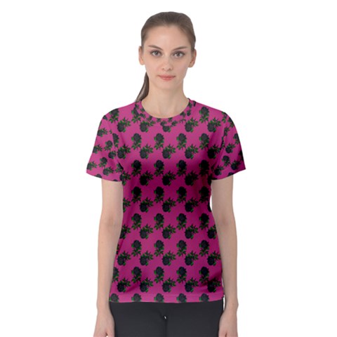 Black Rose Pink Women s Sport Mesh Tee by snowwhitegirl