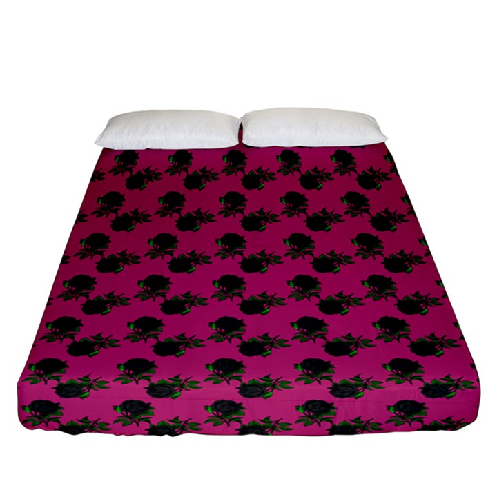 Black Rose Pink Fitted Sheet (California King Size)