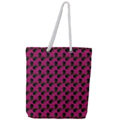 Black Rose Pink Full Print Rope Handle Tote (large) by snowwhitegirl