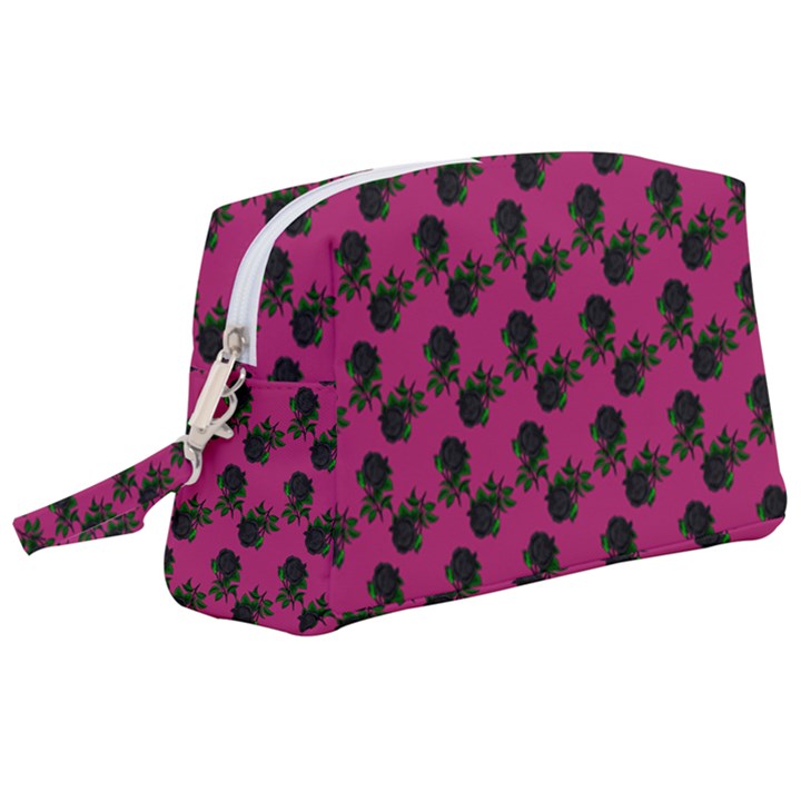 Black Rose Pink Wristlet Pouch Bag (Large)