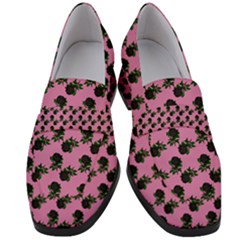 Black Rose Light Pink Women s Chunky Heel Loafers by snowwhitegirl