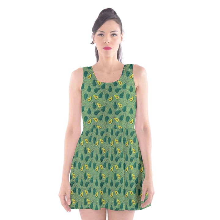 Avocado Scoop Neck Skater Dress Green