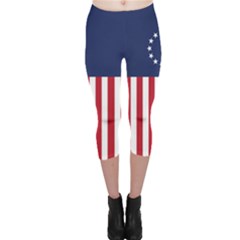 Betsy Ross Flag Usa America United States 1777 Thirteen Colonies Vertical Capri Leggings  by snek