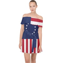 Betsy Ross Flag Usa America United States 1777 Thirteen Colonies Vertical Off Shoulder Chiffon Dress by snek