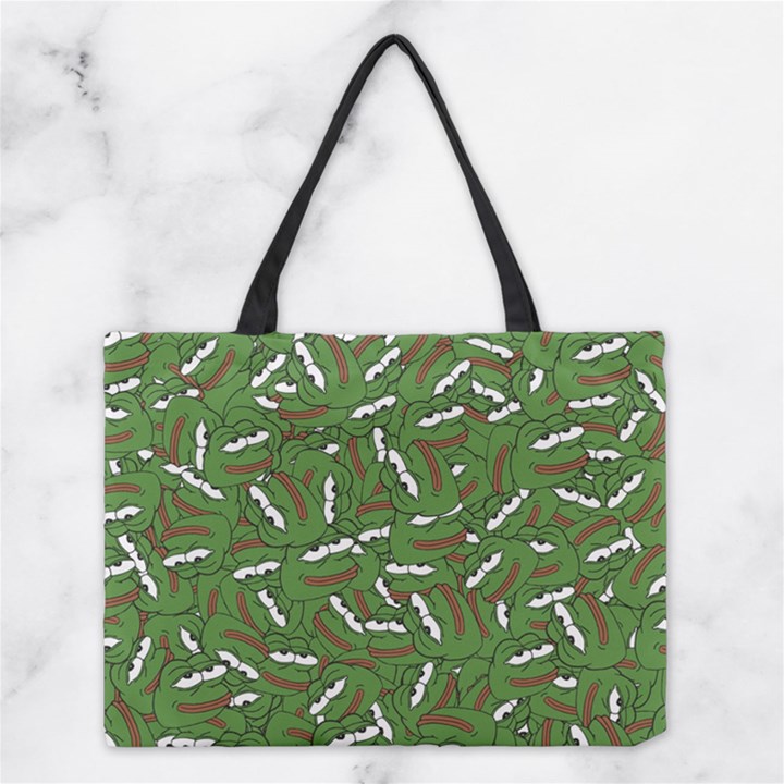 Pepe the Frog Face pattern Green Kekistan meme Medium Tote Bag