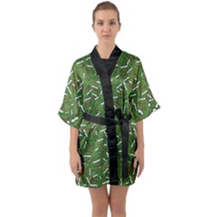 Pepe The Frog Face Pattern Green Kekistan Meme Half Sleeve Satin Kimono  by snek