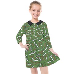 Pepe The Frog Face Pattern Green Kekistan Meme Kids  Quarter Sleeve Shirt Dress by snek