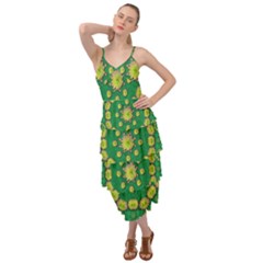 Fauna Bloom Mandalas On Bohemian Green Leaves Layered Bottom Dress by pepitasart