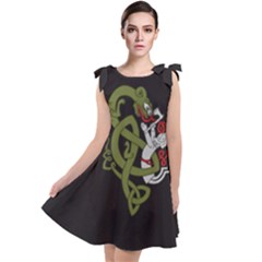 Pepe The Frog Rare Celtic Viking Norse Dragon Pattern Deus Vult Medieval Wojak Crusader Tie Up Tunic Dress by snek