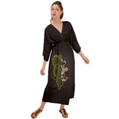 Pepe The Frog Rare Celtic Viking Norse Dragon Pattern Deus Vult Medieval Wojak Crusader Grecian Style  Maxi Dress by snek