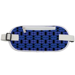 Blue Black Abstract Pattern Rounded Waist Pouch by BrightVibesDesign