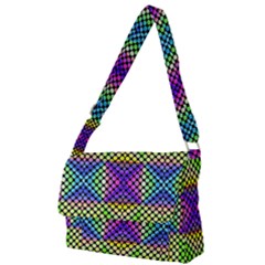 Bright  Circle Abstract Black Yellow Purple Green Blue Full Print Messenger Bag (l) by BrightVibesDesign