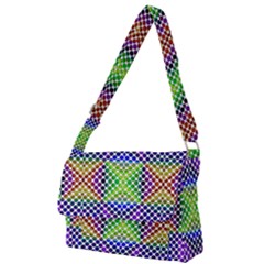 Colorful Circle Abstract White Purple Green Blue Full Print Messenger Bag (l) by BrightVibesDesign