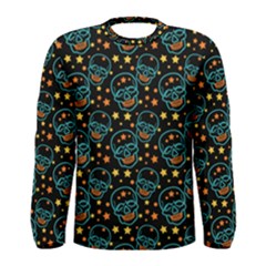 Funny Skull And Star Obsidian Men s Long Sleeve Tee by trulycreative