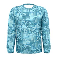 Digital Circuit Board Men s Long Sleeve Tee Blue by trulycreative