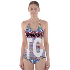 Human Trafficking In Blue Classic Logo Final Cut-out One Piece Swimsuit by gottostop