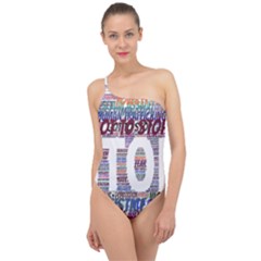 Human Trafficking In Blue Classic Logo Final Classic One Shoulder Swimsuit by gottostop