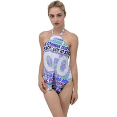 Human Trafficking In Blue Classic Logo Final Go With The Flow One Piece Swimsuit by gottostop