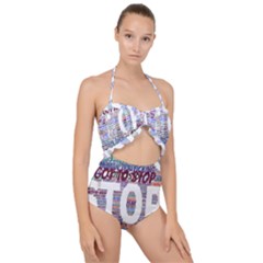 Human Trafficking In Blue Classic Logo Final Scallop Top Cut Out Swimsuit by gottostop