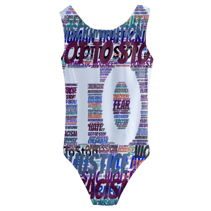 Human Trafficking In Blue Classic Logo Final Kids  Cut-Out Back One Piece Swimsuit