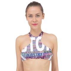 Human Trafficking In Blue Classic Logo Final High Neck Bikini Top by gottostop