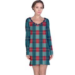 Pattern Texture Plaid Long Sleeve Nightdress by Mariart