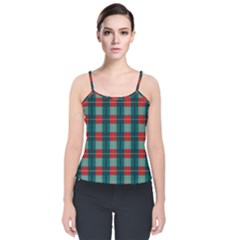 Pattern Texture Plaid Velvet Spaghetti Strap Top by Mariart