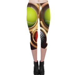 Sport Ball Tennis Golf Football Capri Leggings  by HermanTelo