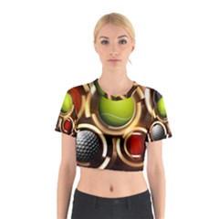 Sport Ball Tennis Golf Football Cotton Crop Top by HermanTelo