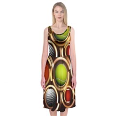 Sport Ball Tennis Golf Football Midi Sleeveless Dress by HermanTelo