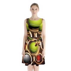 Sport Ball Tennis Golf Football Sleeveless Waist Tie Chiffon Dress by HermanTelo