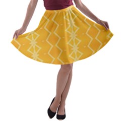 Pattern Yellow A-line Skater Skirt by HermanTelo