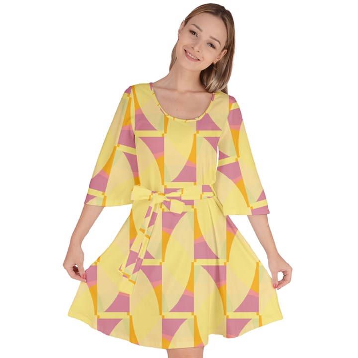 Yellow Pink Velour Kimono Dress