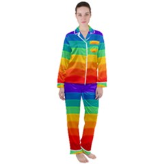 Rainbow Background Colorful Satin Long Sleeve Pyjamas Set by HermanTelo