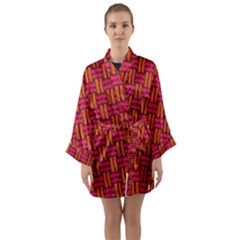 Pattern Red Background Structure Long Sleeve Satin Kimono by HermanTelo