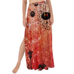 Funny Halloween Design, Cat, Pumpkin And Witch Maxi Chiffon Tie-up Sarong by FantasyWorld7