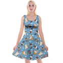 Cute Cartoon Cats Reversible Velvet Sleeveless Dress View1