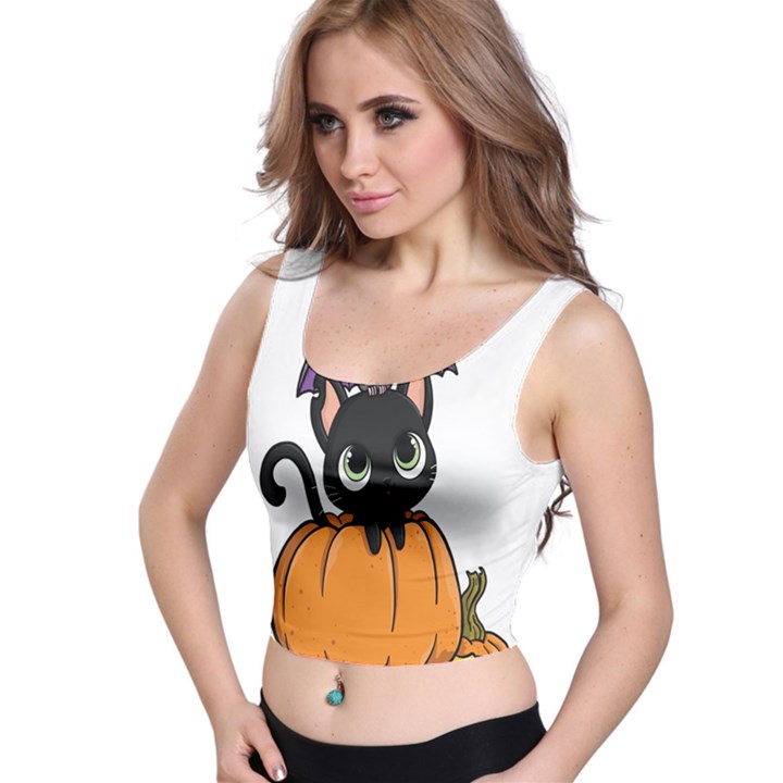 Halloween Cute Cat Crop Top