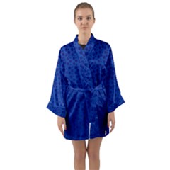 Background Polka Blue Long Sleeve Satin Kimono by HermanTelo