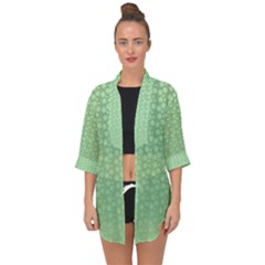 Background Polka Green Open Front Chiffon Kimono by HermanTelo