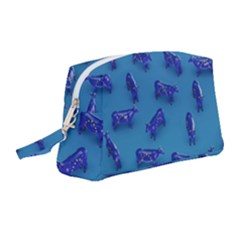 Cow Illustration Blue Wristlet Pouch Bag (medium) by HermanTelo