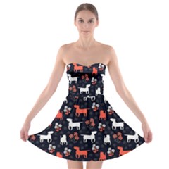 Bull Terrier Dog Silhouettes Strapless Bra Top Dress by trulycreative