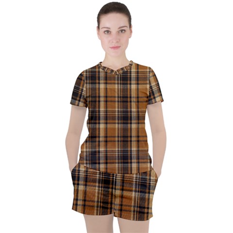 Tartan Design Women s Tee And Shorts Set by impacteesstreetwearfour