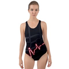 Music Wallpaper Heartbeat Melody Cut-out Back One Piece Swimsuit by HermanTelo