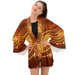 Music Notes Sound Musical Love Long Sleeve Kimono by HermanTelo