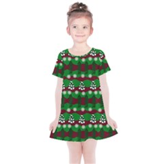 Snow Trees And Stripes Kids  Simple Cotton Dress by bloomingvinedesign