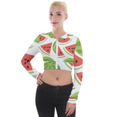 Watermelon Juice Auglis Clip Art Watermelon Long Sleeve Cropped Velvet Jacket by Vaneshart