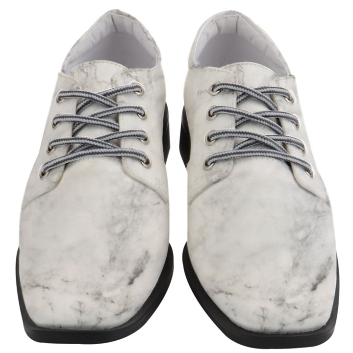 White Marble texture floor background with dark gray grey texture greek marble print luxuous real marble Women Heeled Oxford Shoes