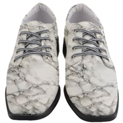 White Marble Texture Floor Background With Black Veins Texture Greek Marble Print Luxuous Real Marble Women Heeled Oxford Shoes by genx