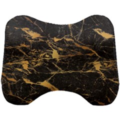 Black Marble Texture With Gold Veins Floor Background Print Luxuous Real Marble Head Support Cushion by genx